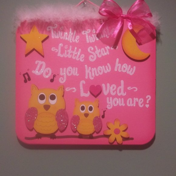Owl Wall Plaque Kids Bedroom Decor~Twinkle Twinkle Little Star Do You Know.... - Picture 1 of 8
